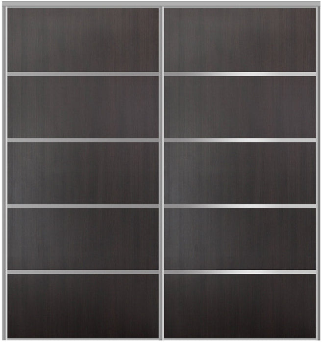 Custom Sliding Aluminum Doors - Style 05 - 2 doors  - Premium Wenge - Doors and Beyond