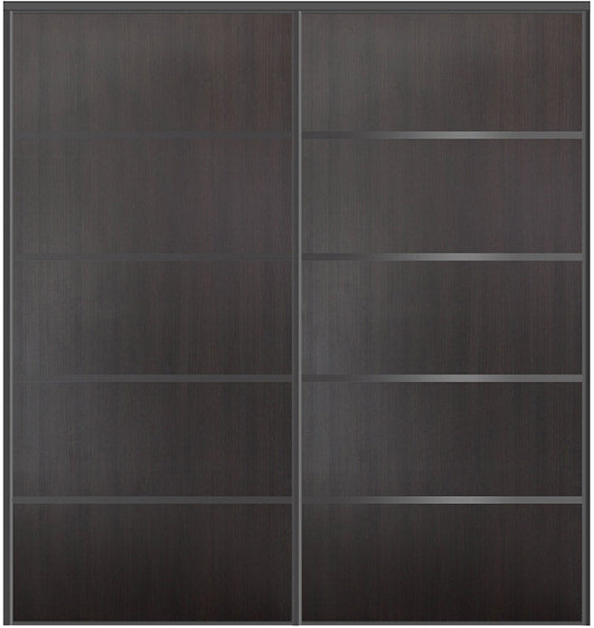 Custom Sliding Black Aluminum Doors - Style 05 - 2 doors - Premium Wenge - Doors and Beyond