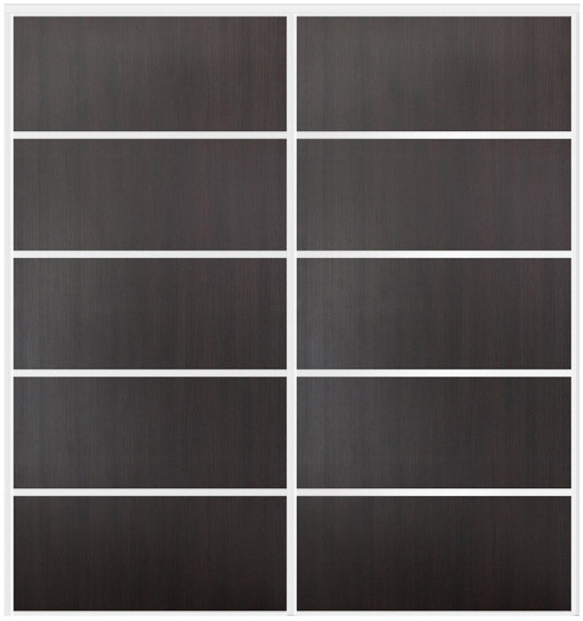 Custom Sliding White Aluminum Doors - Style 05 - 2 doors - Premium Wenge - Doors and Beyond