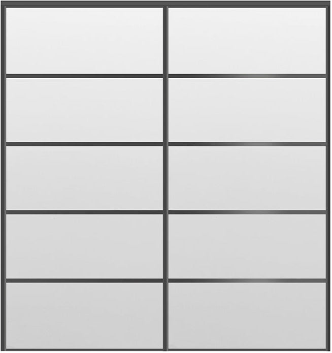 Custom Sliding Black Aluminum Doors - Style 05 - 2 doors - White Drawing - Doors and Beyond
