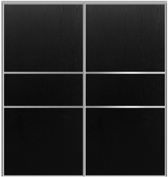 Custom Sliding Aluminum Doors - Style 06 - 2 doors  - Black Ash - Doors and Beyond