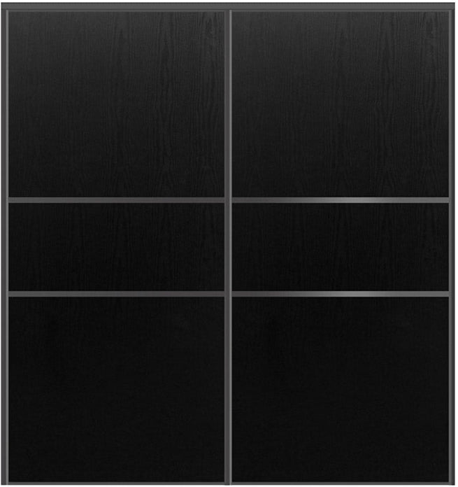Custom Sliding Black Aluminum Doors - Style 06 - 2 doors  - Black Ash - Doors and Beyond