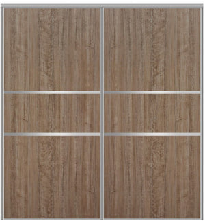 Custom Sliding Aluminum Doors - Style 06 - 2 doors  - Dark Aloe Wood - Doors and Beyond