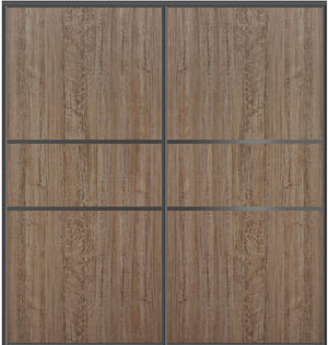 Custom Sliding Black Aluminum Doors - Style 06 - 2 doors - Dark Aloe Wood - Doors and Beyond