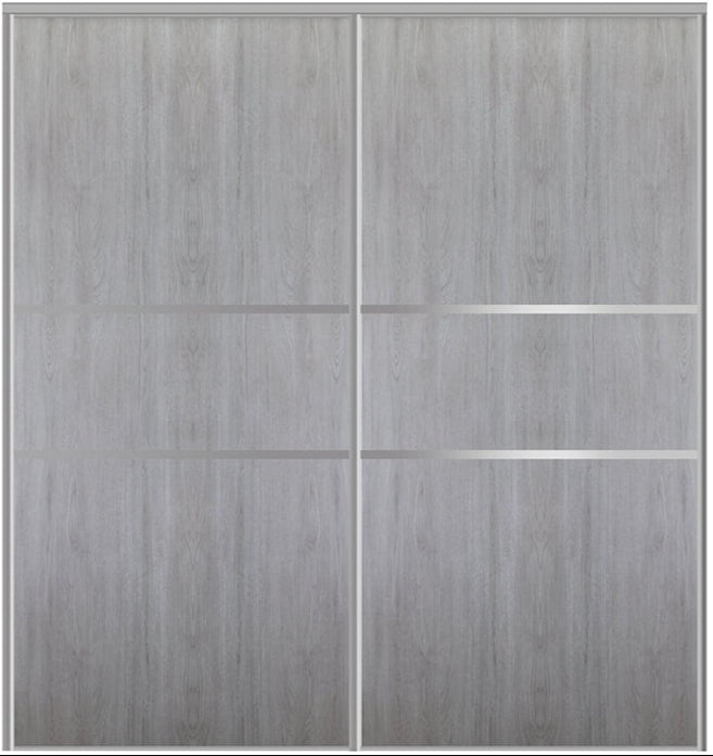 Custom Sliding Aluminum Doors - Style 06 - 2 doors  - Light Gray - Doors and Beyond