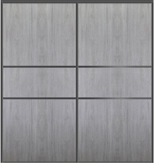 Custom Sliding Black Aluminum Doors - Style 06 - 2 doors  - Light Gray - Doors and Beyond