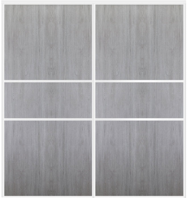 Custom Sliding White Aluminum Doors - Style 06 - 2 doors  - Light Gray