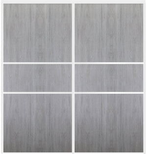 Custom Sliding White Aluminum Doors - Style 06 - 2 doors  - Light Gray - Doors and Beyond
