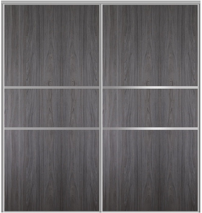 Custom Sliding Aluminum Doors - Style 06 - 2 doors  - Swiss Elm