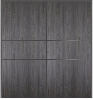 Custom Sliding Black Aluminum Doors - Style 06 - 2 doors  - Swiss Elm - Doors and Beyond