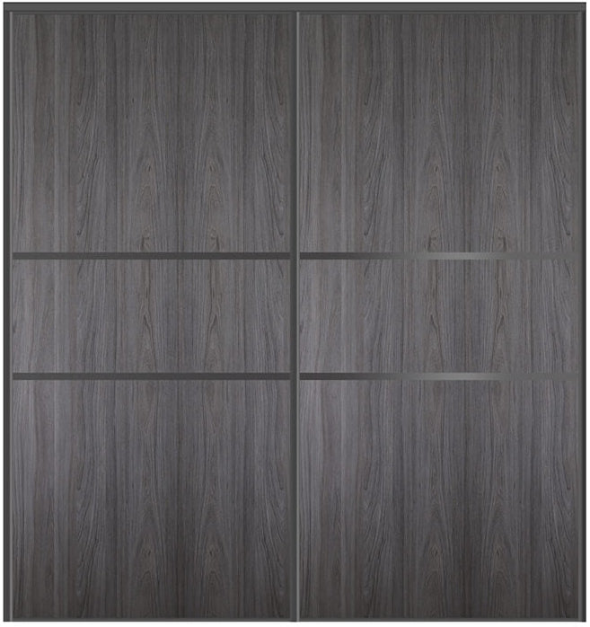 Custom Sliding Black Aluminum Doors - Style 06 - 2 doors  - Swiss Elm - Doors and Beyond