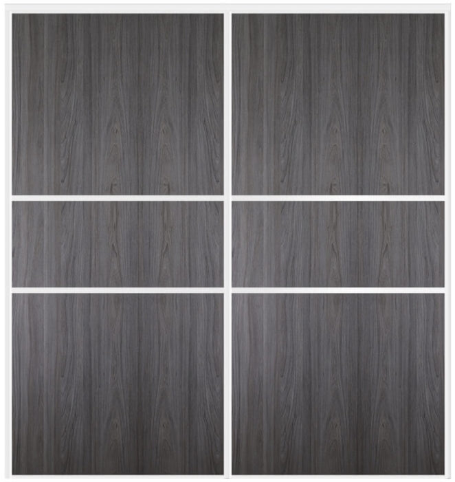 Custom Sliding White Aluminum Doors - Style 06 - 2 doors  - Swiss Elm - Doors and Beyond