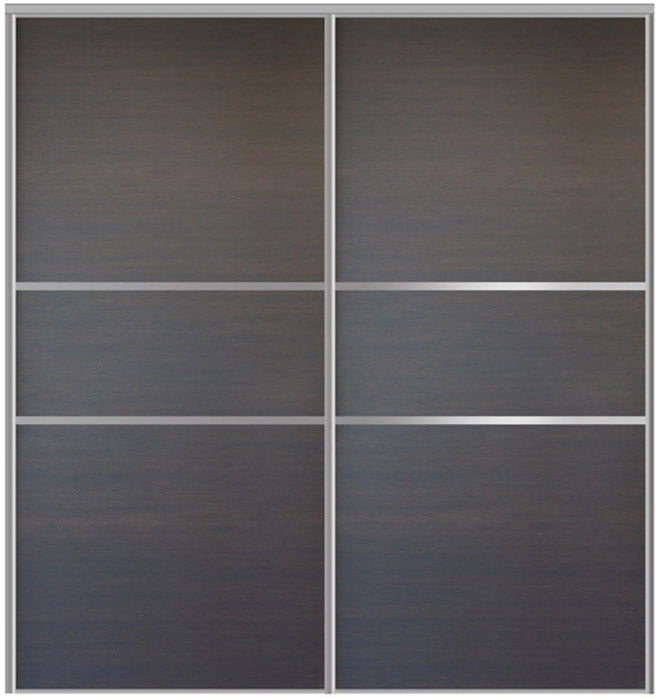 Custom Sliding Aluminum Doors - Style 06 - 2 doors  - Japan Oak