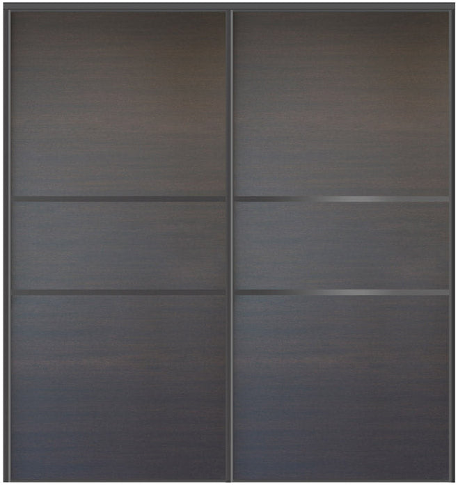 Custom Sliding Black Aluminum Doors - Style 06 - 2 doors  - Japan Oak