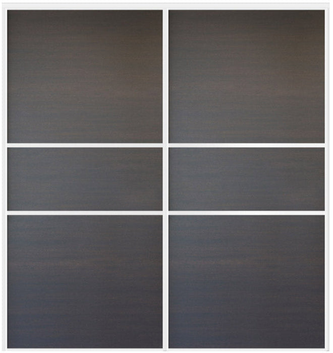 Custom Sliding White Aluminum Doors - Style 06 - 2 doors  - Japan Oak