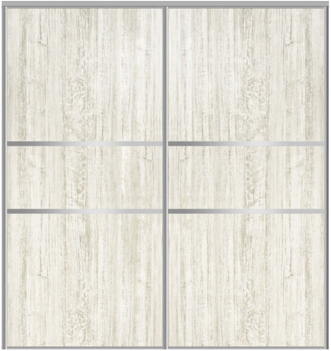 Custom Sliding Aluminum Doors - Style 06 - 2 doors  - Light Aloe Wood - Doors and Beyond