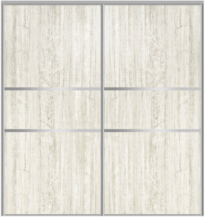 Custom Sliding Aluminum Doors - Style 06 - 2 doors  - Light Aloe Wood - Doors and Beyond