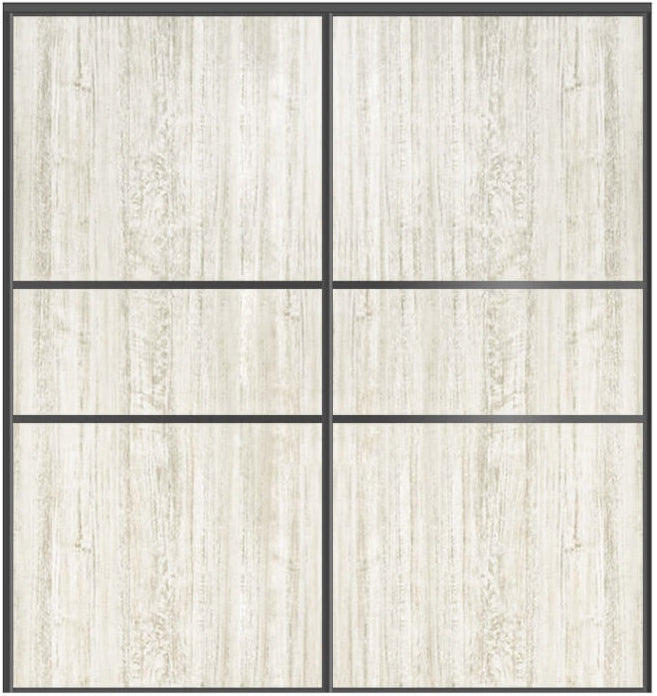 Custom Sliding Black Aluminum Doors - Style 06 - 2 doors  - Light Aloe Wood