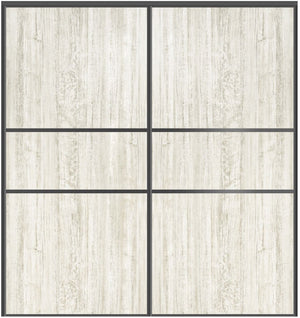 Custom Sliding Black Aluminum Doors - Style 06 - 2 doors - Light Aloe Wood - Doors and Beyond