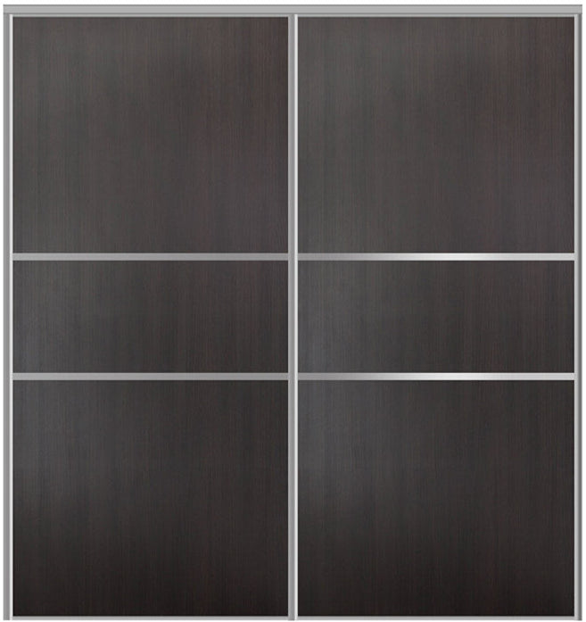 Custom Sliding Aluminum Doors - Style 06 - 2 doors  - Premium Wenge
