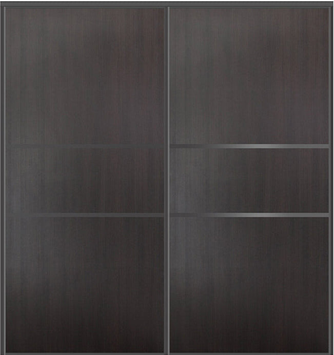 Custom Sliding Black Aluminum Doors - Style 06 - 2 doors - Premium Wenge - Doors and Beyond