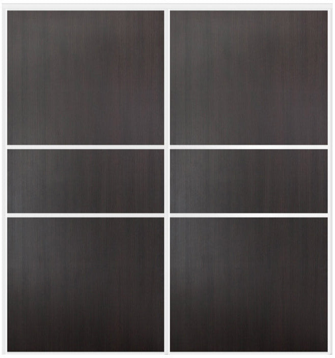 Custom Sliding White Aluminum Doors - Style 06 - 2 doors - Premium Wenge - Doors and Beyond