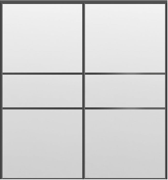 Custom Sliding Black Aluminum Doors - Style 06 - 2 doors - White Drawing - Doors and Beyond
