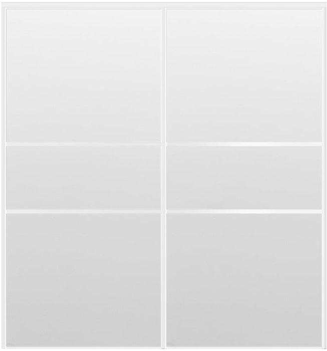 Custom Sliding White Aluminum Doors - Style 06 - 2 doors - White Drawing - Doors and Beyond