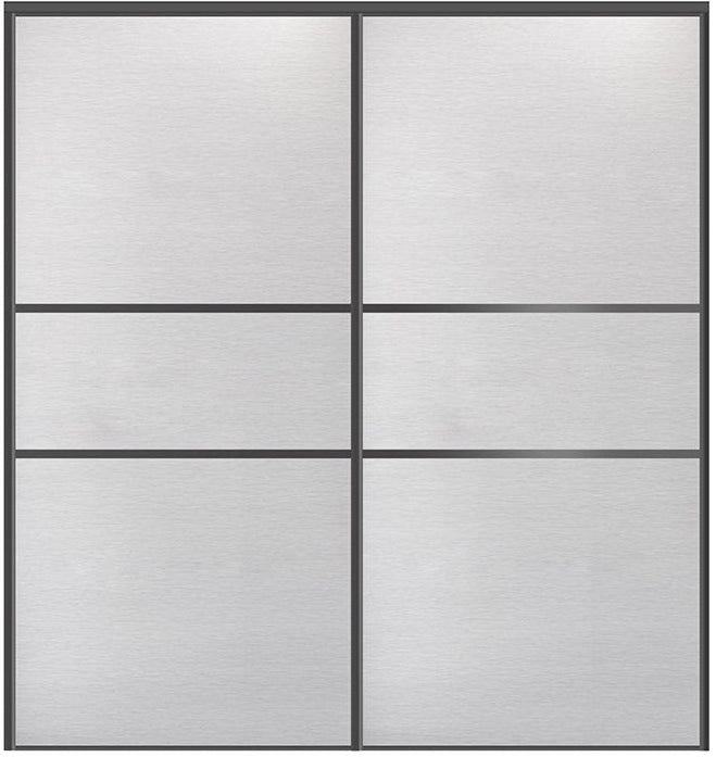 Custom Sliding Black Aluminum Doors - Style 06 - 2 doors - White Wenge - Doors and Beyond