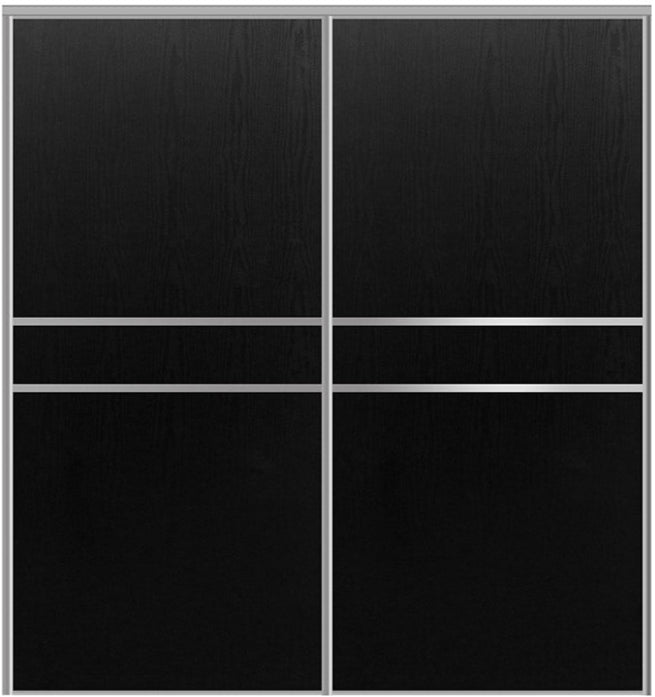 Custom Sliding Aluminum Doors - Style 07 - 2 doors  - Black Ash