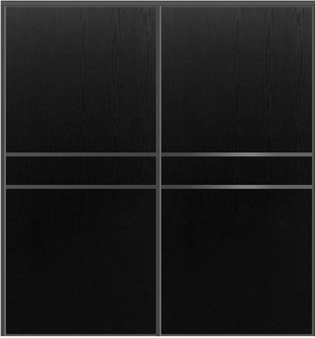 Custom Sliding Black Aluminum Doors - Style 07 - 2 doors  - Black Ash