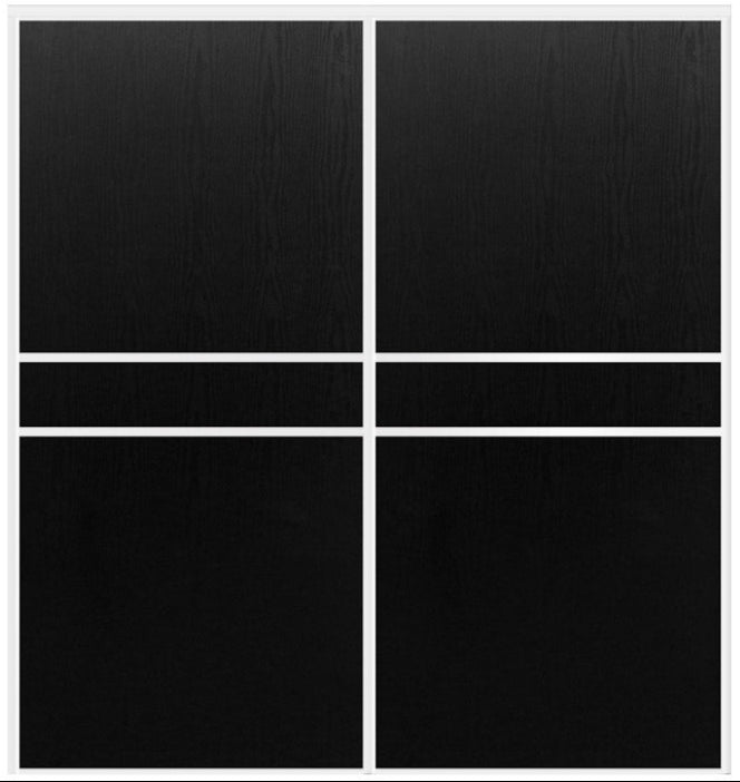 Custom Sliding White Aluminum Doors - Style 07 - 2 doors  - Black Ash