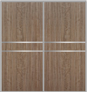 Custom Sliding Aluminum Doors - Style 07 - 2 doors  - Dark Aloe Wood - Doors and Beyond