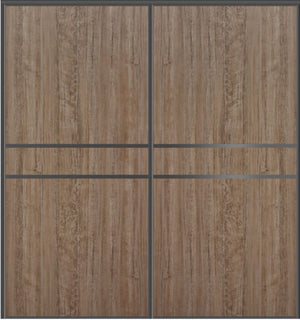 Custom Sliding Black Aluminum Doors - Style 07 - 2 doors - Dark Aloe Wood - Doors and Beyond