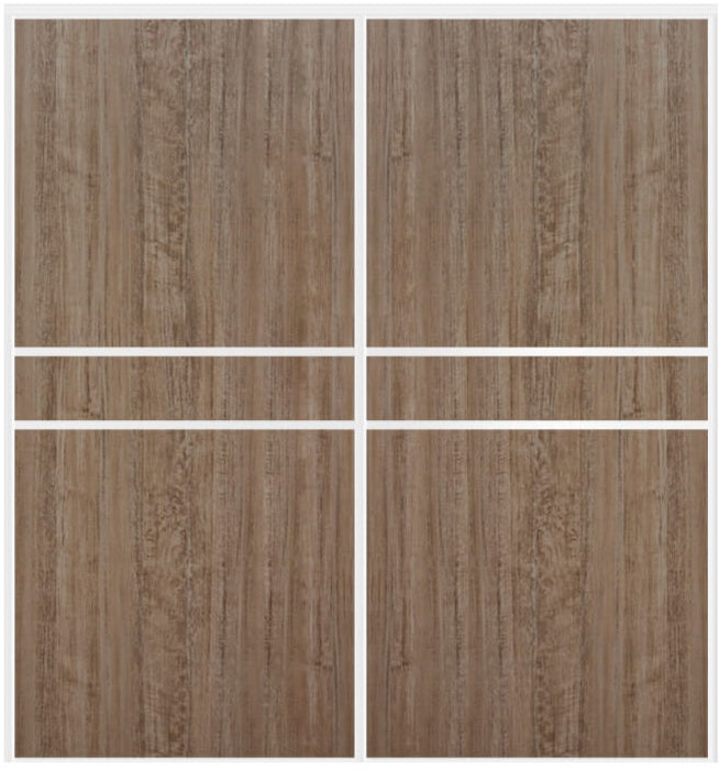 Custom Sliding White Aluminum Doors - Style 07 - 2 doors  - Dark Aloe Wood