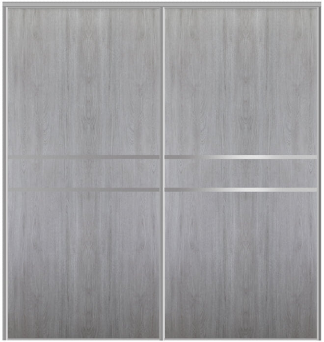 Custom Sliding Aluminum Doors - Style 07- 2 doors  - Light Gray