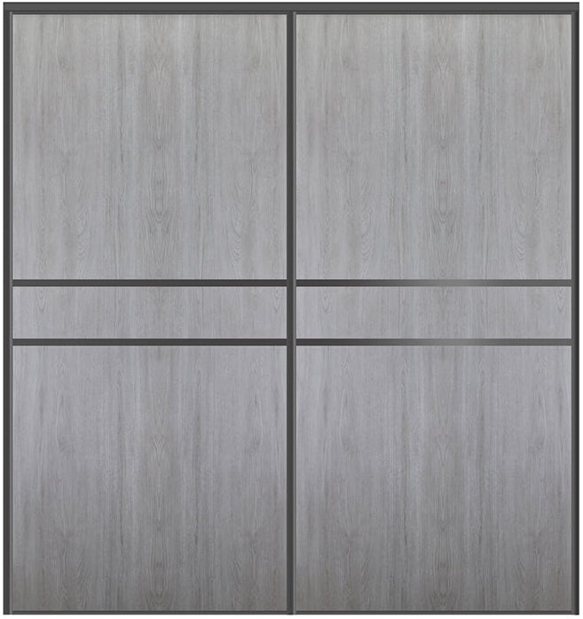 Custom Sliding Black Aluminum Doors - Style 07 - 2 doors  - Light Gray