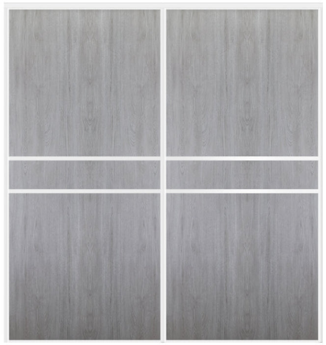 Custom Sliding White Aluminum Doors - Style 07 - 2 doors  - Light Gray