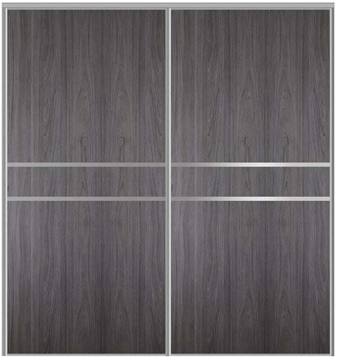 Custom Sliding Aluminum Doors - Style 07 - 2 doors  - Swiss Elm
