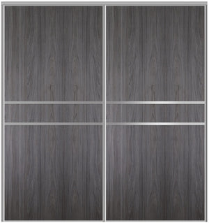 Custom Sliding Aluminum Doors - Style 07 - 2 doors  - Swiss Elm - Doors and Beyond