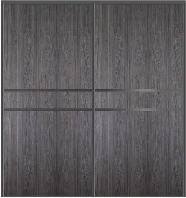 Custom Sliding Black Aluminum Doors - Style 07 - 2 doors  - Swiss Elm - Doors and Beyond