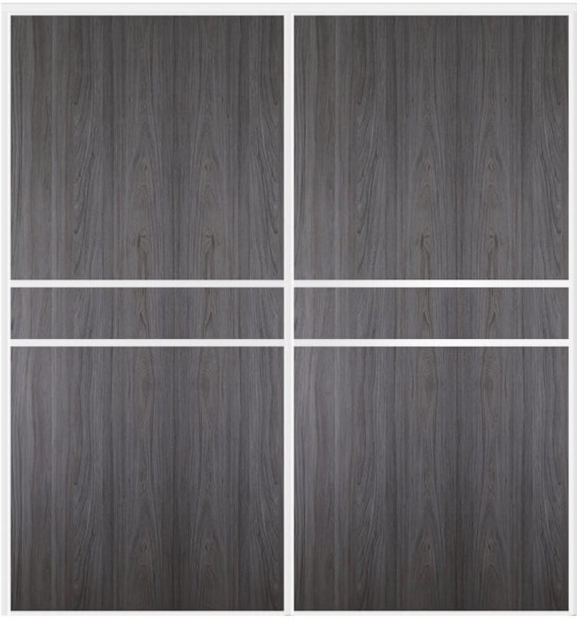 Custom Sliding White Aluminum Doors - Style 07 - 2 doors  - Swiss Elm - Doors and Beyond