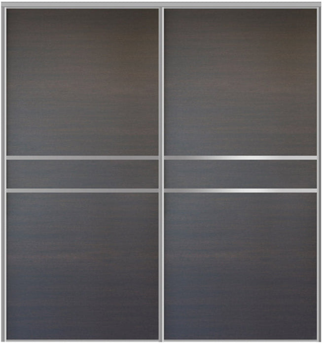 Custom Sliding Aluminum Doors - Style 07 - 2 doors  - Japan Oak