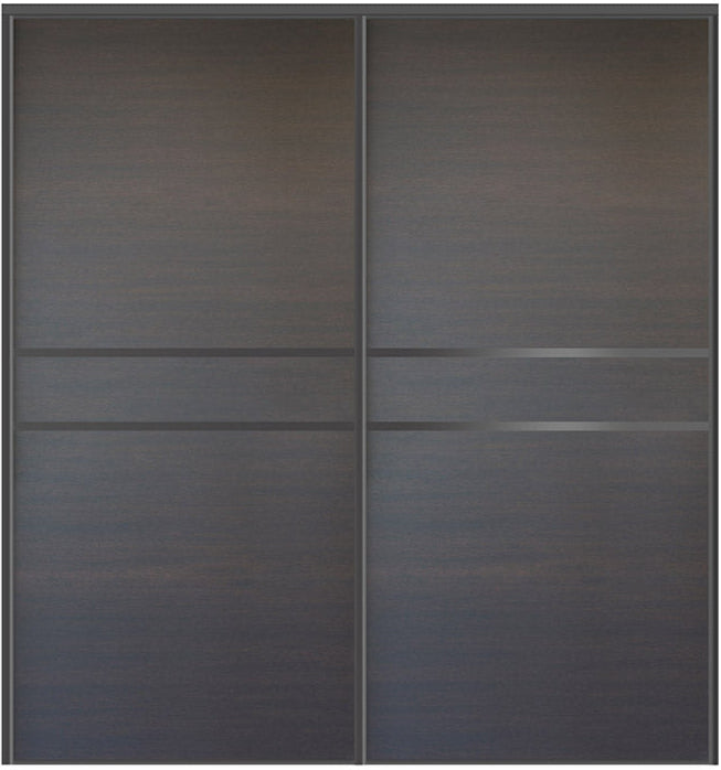 Custom Sliding Black Aluminum Doors - Style 07 - 2 doors  - Japan Oak