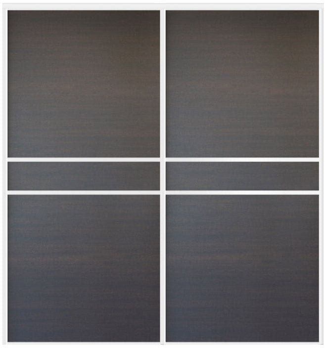 Custom Sliding White Aluminum Doors - Style 07 - 2 doors  - Japan Oak - Doors and Beyond
