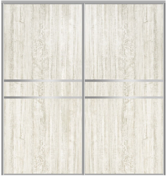 Custom Sliding Aluminum Doors - Style 07 - 2 doors  - Light Aloe Wood