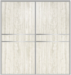 Custom Sliding Aluminum Doors - Style 07 - 2 doors  - Light Aloe Wood - Doors and Beyond