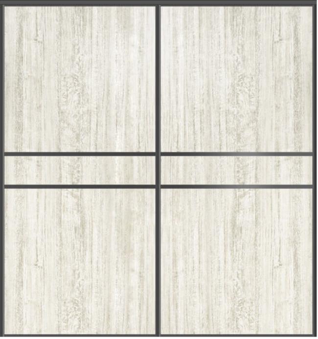 Custom Sliding Black Aluminum Doors - Style 07 - 2 doors  - Light Aloe Wood