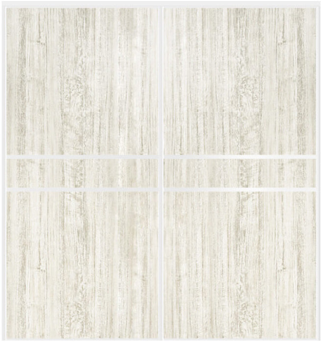 Custom Sliding White Aluminum Doors - Style 07 - 2 doors  - Light Aloe Wood