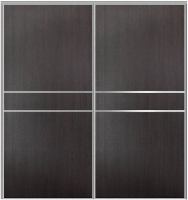 Custom Sliding Aluminum Doors - Style 07 - 2 doors - Premium Wenge - Doors and Beyond